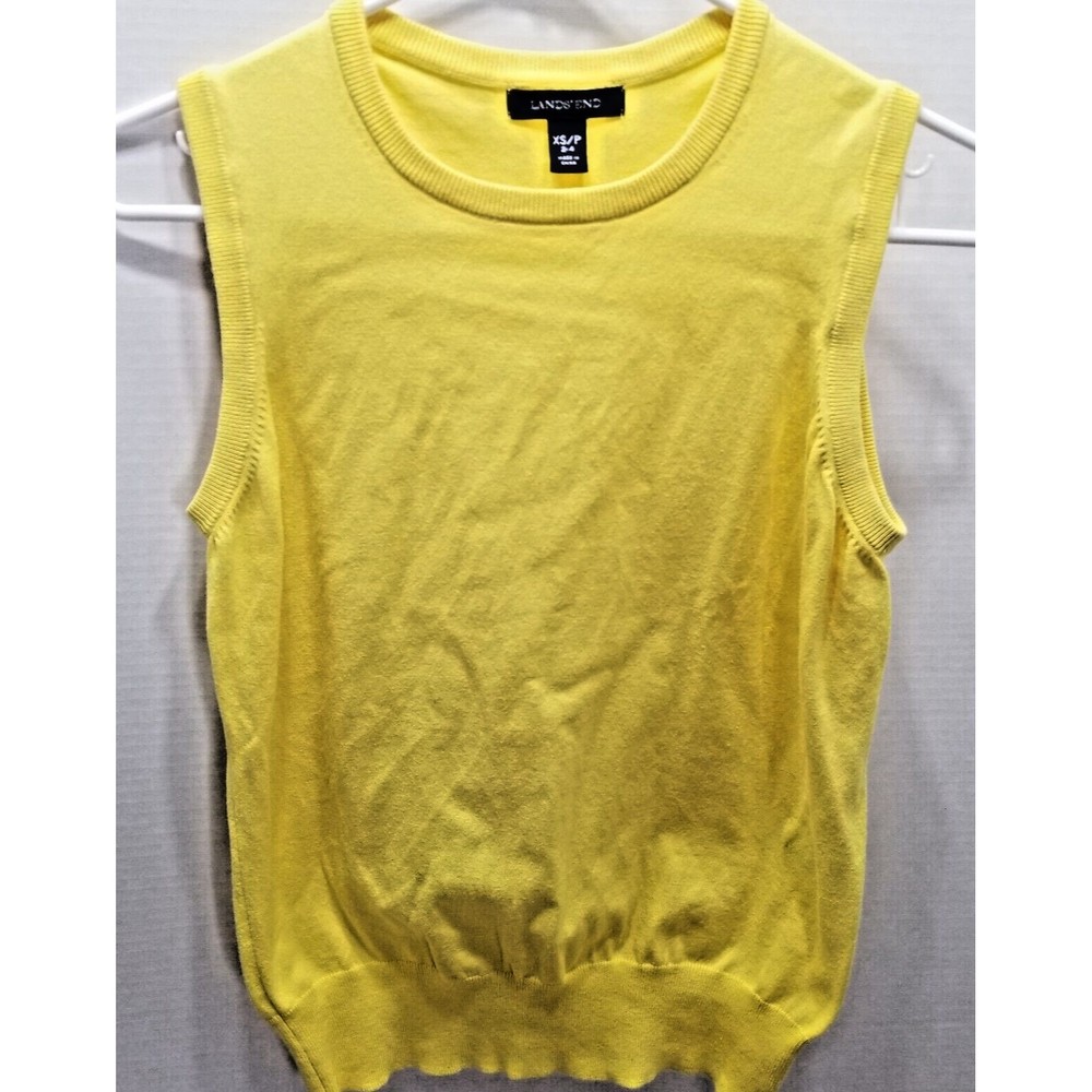 LANDS END Women Sweater Vest Yellow Size XSP